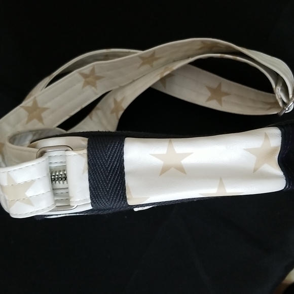 REAL SUPERDRY BLACK LABEL-LIMITED EDITION SIDE BAG WHTE/ WITH STARS & BLU GLITT - Picture 5 of 8